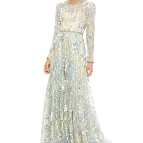 NEW Mac Duggal Dress Gown 12460 Cocktail Formal Embellished Mesh Blue‎ - Picture 2 of 9